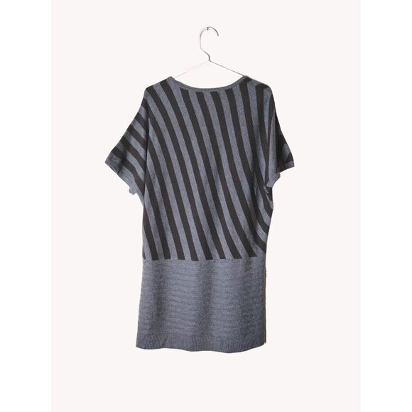Elio Sweater Women's XL Cashmere Blend Tunic Short Sleeve Striped - Picture 2 of 13